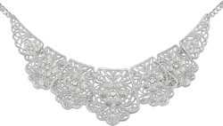 Alilang Women's Antique Inspired Matte Filigree Floral Cut Out Chunky Statement Bib Collar Necklace Costume Jewelry Silver