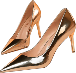 Generic Fashionable Metal Heel High Heels Metallic High Heel Shoes With Pointed Boots for Women with Heel Knee High Wide Calf 5 Khaki