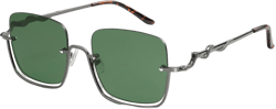 Oversized Snake Sunglasses for Women Men Large Rectangular Y2K 90s Glasses Sunnies AP3687 C3 Dark Gun/Green