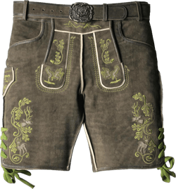 Lederhosen Men - Authentic German Bavarian and Oktoberfest Costume for Men - Genuine Leather - Forest Green 32 Regular Forest Green