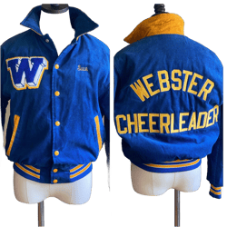 Vintage 1980’s cheerleader jacket blue corduroy varsity letterman coat Webster NY Rennoe