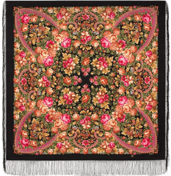 Shawl Russian Scarf Natural Pure Virgin 100% Wool 49x49 inches 125x125 cm Authentic Womens Kerchief Floral Square Wrap Silk Tassels Fringe Pavlovoposadskiy Platok 2082-18