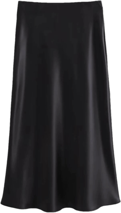 Women Elegant Solid Satin Long Skirt Chic Y2K High Waist Slim Skirts Fashion Silk Texture Tight Midi Skirt Small Black