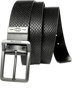 ColdFire Casual Leather Belt | Made in EU | Men's Heavy Duty Belt | EDC Belt Black/Pattern Belt Size 36 in / 90 cm