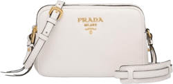 Prada Women's White Vitello Phenix Leather Crossbody HandBag 1BH079