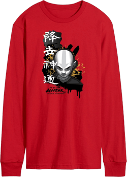 Men's Avatar: The Last Airbender Aang Ink Splatter Long Sleeve Graphic T-Shirt - Red - 2 X-Large