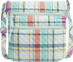 Vera Bradley Women's Recycled Cotton Triple Zip Hipster Crossbody Bag Pastel Plaid