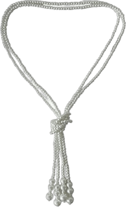 Time and Tru Women's Faux Pearl Adjustable Knot Tassel Necklace