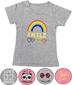 Miss Popular Short Sleeve Round Neck Printed T-Shirt (Girl's)