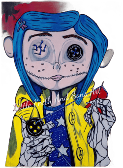 LITTLE ME - CORALINE - Movie Character Art Print - Art For Kids, Kids Art, Children&#39;s Art, Dark Fantasy, Nursery Room, Wall Art, Poster