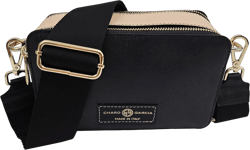 Premium Italian Leather Handmade in Tuscany, Italy. Crossbody Handbags for Women with Adjustable Strap Made in Italy Black/Off-white