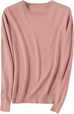 Women's 100% Merino Wool 2024 Cable Knitted Old Money Cashmere Long-Sleeved Basic Crew-Neck Loose Pullover Sweater Top Am Light Pink X-Large