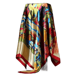 Hijab Scarf for Women Silk Satin Print Kerchief Head Scarfs Square Shawls Wraps Neck Scarves (Color : 1202, Size : 90X90cm)
