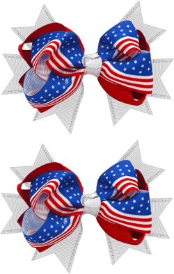 2Pcs 4th of July Hair Bows for Girls American Flag Barrette Hair Bow Patriotic Stars and Stripes Hairgrips Baby Girls Women Hair Accessories 3inch