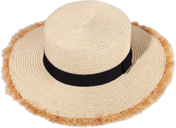 NLCAC Beach Hats for Women Frayed Edge Wide Brim Straw Sun Hat Summer Vacation Beach Accessories UPF 50 One Size Beige