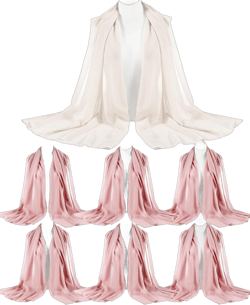 7 Pcs Wedding Shawls and Wraps for Evening Dresses Bridal Bridesmaid Elegant Chiffon Shawl Soft Shawl Scarf for Women, White, Pink