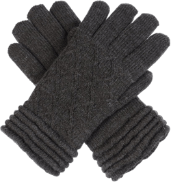 BYOS Women's Winter Cozy Plush Faux Fur Fleece Lined Knit Gloves W/Decorated Cuff Charcoal Gray Diamond