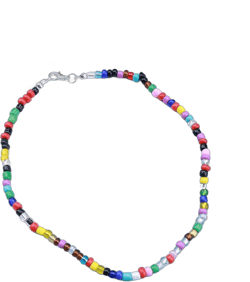 Vintage Seed Bead Chain Necklace Rainbow Seed Bead Necklace Multicolored Choker Necklace Rice Beaded Choker Necklace for Women
