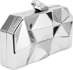 Evening Geometric Handbags Crossbody bags for Women Metal Clutch Purses for Parties Wedding with Chain Uni-size Silver