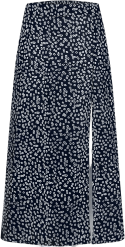 Ditsy Floral Boho Skirt for Women with Slit Summer High Waisted Flowy Midi Skirt Casual A-Line Split Beach Skirt 3X-Large A04-dark Blue