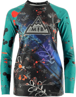 Womens Long Sleeve MTB Mountain Bike Cycling Gravel Jersey Shirt Quick Dry Moisture Wicking One Size-Large Dark Teal Forest