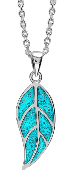 LeCalla 925 Sterling Silver Necklace for Women's Hypoallergenic Adjustable Pendant Cable Chain Necklace for Women 18 Inches Blue Leaf