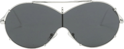 Oversized Pilot Sunglasses Women Fashion Big Frame One Piece Sun Glasses Mask Goggle Trendy Metal Frame Oval Shades Black