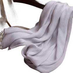 Forever Angel Women's 100% Silk Chiffon Long Scarf Sunscreen Shawls Scarves 25.6"x78.7" Light Grey