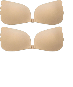Plus Size Women Apricot Hidden Adhesive Silicone Bra Sexy Lift And Enhance Bust Backless Bra Strapless Bra For Dresses, Wedding Gowns
