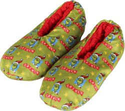 Dr. Seuss Kids GRINCH Christmas Santa Slipper Socks No-Slip Sole (SM/MD) Green