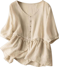 2024 Summer Women Cotton Linen Button Shirts Half Sleeve V Neck Lightweight Solid Tee Tops Loose Flowy Comfy Blouses Medium 100% Amazon Essentials-1*beige