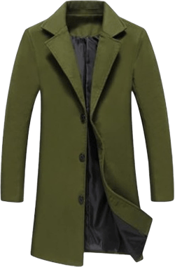 Maiyifu-GJ Men's Slim Winter Wool Blend Coat Single Breasted Business Long Pea Coats Notched Lapel Trench Jacket Overcoat 5X-Large Green