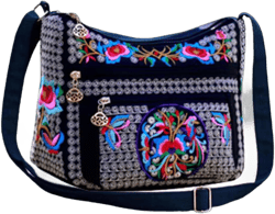Hobo Crossbody Bag for women, Vintage Ethnic Tribal Embroidered Boho Hippie Tote Handbags Shoulder Purse Pomegranate