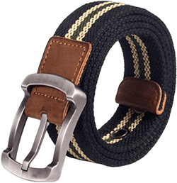 Flygo Men's Juniors Casual Braided Canvas Woven Fabric Belt Black 41.33‘’ （waist: less than 31.5'')