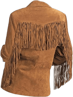 Classyak Women's Fashion Stylish Suede Leather Fringed Jacket X-Large Suede Leather Brown