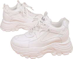 1pair Women's Comfortable Wedge Heel Platform Sneakers, Fashionable Chunky Sneakers, White, 8 Inches Heightening, Casual Shoes