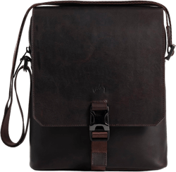 VELEZ Top Grain Leather Bag For Men - Small Sling Messenger Bags - 11 inch Tablet - Mens Crossbody Shoulder Purse Dark Brown