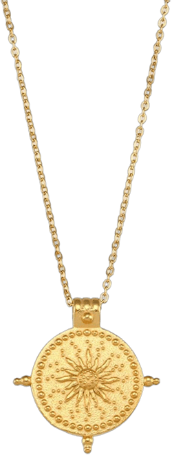 Women's Gold Necklace, Stainless Steel 18K Gold Plated, Gold Vintage Sun-Compass Pendant Necklace, Adjustable Necklace, Jewellery Gift for Women（Gold ）