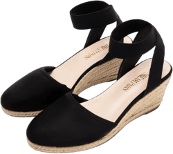 Dream Pairs REAM PAIRS Women's Comfort Elastic Ankle Strap Shoes Espadrilles Wedge Sandals AMANDA-1 BLACK Size 8