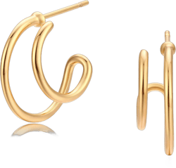Mevecco Gold Hoop Earrings 18K Gold Plated Chunky Loop Dainty Spike Bead Flat Frill Tassel Horn Thick Infinity Ear Open Hoops Earring Minimalist Circle C Hoop Earrings for Women Lightweight Earrings