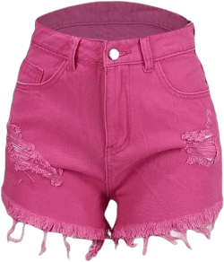 Women's Ripped Denim Shorts High Waisted Frayed Raw Hem Hot Pants Summer Trendy Casual Jean Short Pants with Pocket X-Large Hot Pink