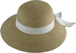 Women's Wide Brim Straw Hat UPF50+ Sun Hat Floppy Outdoor Hat with Lanyard Mix Beige-ivory Ribbon 80%Paper,10%Cotton,10%Polyester