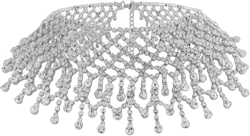 COLORFUL BLING Luxury Rhinestone Full Crystal Tassel Choker Necklace for Women Party Wedding Bridal Bridesmaid Costume Neck Jewelry Accessories Silver