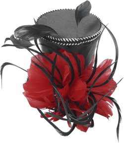 Alvivi Mini Top Hat Hair Clip Feathers Flower Decor Fascinator Cocktail Hats for Women Girls Halloween Christmas Party Black&red One Size