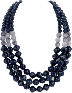 Kiszu Statement Necklaces for Women, 3 Layer Long Link Chain Necklace Acrylic Beaded Necklace, Chunky Necklace Handmade Party Costume Jewelry Gift (Black)