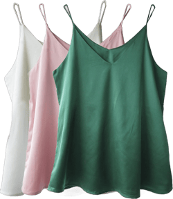 Wantschun Womens Silk Satin Camisole Cami Plain Strappy Vest Top T-Shirt Blouse Tank Shirt V-Neck Spaghetti Strap XS-4X X-Large Basic - 3-pack:green+pink+white