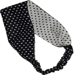 Mia Fashionable Reversible Headwrap Headband on Elastic Band, Hair Accessory for Women, Teens, Girls - Black + White Polka Dots 1 Count (Pack of 1) Black/White Polka Dot