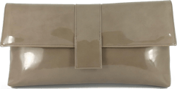 LONI Womens Sensational Faux Patent Large Clutch Bag/Shoulder Bag Wedding Party Prom Bag Large Taupe (Dark Beige)