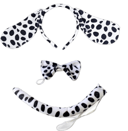 Halloween Dalmatian Headband Bow Tie Tail Spotted Dog Hair Bands Headpiece Women Puppy Ears Hairband Hair Hoop Holiday Party Decoration Cosplay Costume Cute Christmas Handmade Hair Accessories 1 Set