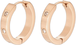18K Gold Plated Rhinestone Hoop Earrings,Women Hypoallergenic Lightweight Open Huggie Hoop Earrings Party Gift Rose Gold